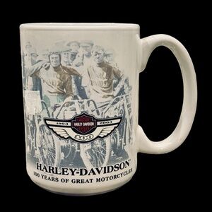 Collectible 2003 Harley Davidson 100th Anniversary White Painted Racer 15oz Mug